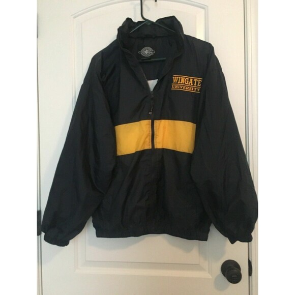 Wingate University Bulldogs Men's Full Zip Wind Jacket Lined Size S Blue Gold - Picture 1 of 11